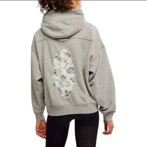 Free People FP Movement Final Call Logo Embroidered Hoodie Heather Grey NWT XS